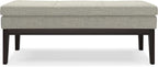SIMPLIHOME Carlson Ottoman Bench - 45 inch Wide Upholstered Vegan Leather Rectangle Ottoman in Greige, Mid Century Modern Bench for Bedroom, Entryway or Living Room with Padded Seat
