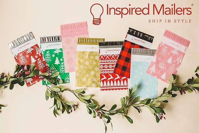 Inspired Mailers - Christmas Poly Mailers 10x13 Holiday Variety Pack of 30-10 each: Polar Bears, Red Christmas Trees, Blue Snowflake Baubles (10x13, 30 Pack)