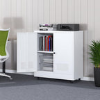 Metal Storage Cabinet with 2 Doors and Adjustable Shelf, Free Standing Accent Sideboard Buffet Cabinet for Home, Office, Entryway, Hallway, Living Room, Kitchen and Dining Room (White)
