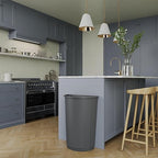 21-Gallon Half-Round Commercial Gray Trash Can - Wall-Hugging Waste Receptacle for High-Traffic Spaces