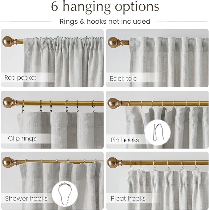 NICETOWN Waffle Weave Linen Grey 108 inch Curtains, Privacy Farmhouse Drapes Light Filtering Window Treatments for Living Room, W52 x L108, 2 Panels