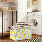 32L Large Storage Bins with Handles, Watercolor Fruit Basket Organizer for Shelves, Closet, Books, Laundry & Home Decor (Lemons)