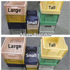 Domiella 2-Pack Crates for Storage, Storage Crates Plastic Stackable, Foldable Crate for Office Home Kitchen Bedroom Bathroom (Small, Golden Yellow)