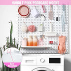 HUHOLE Pegboard Hooks 6 Inch 50PC, Pink Peg Board Hooks, Fit 1/4" or 1/8" Pegboard, Ideal Peg Board Organizer Accessories for Wall Display, Crafts Organization, Kitchen Organizer(Pink, 6 Inch)