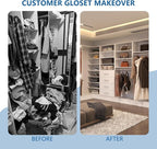 Medium Double Hanging Closet Unit, Modular Closet System, Wood Closet System Organizer with Storage for Walk In Closets, Clothing Rack Closet for Hanging Clothes, Bedroom, White, 31.5"W