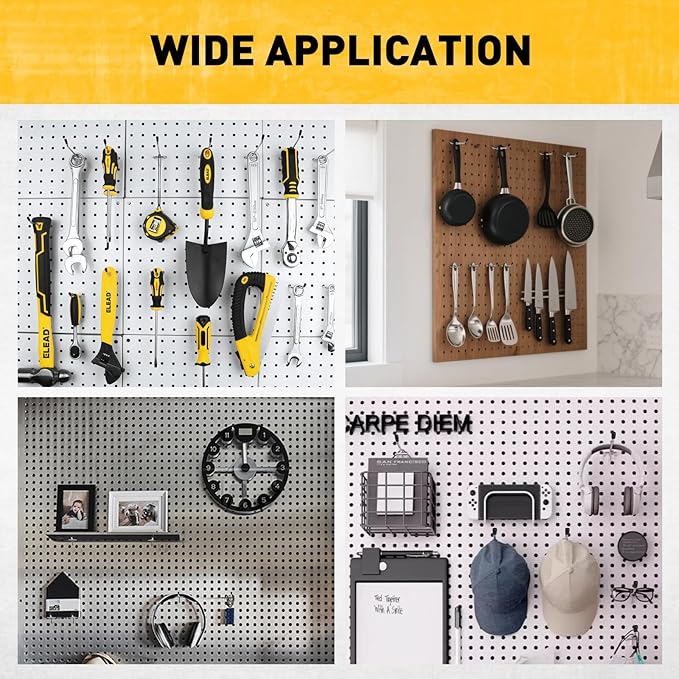 ELEAD 55-Piece 4 Inch Pegboard Hooks, Heavy Duty Peg Board Organizer Accessories, Peg Board Tool Hangers Fit for 1/4" and 1/8" Pegboard Hanging Tools Garage, Workshop, and Craft Storage