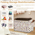 32L Large Storage Bins with Handles, Basket Organizer for Shelves, Closet, Books, Laundry & Home Decor (Pink Leopard Print)