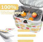 Tirrinia Large Insulated Picnic Basket, 34L Water Resistant & Leakproof Collapsible Portable Cooler Basket Set with Aluminium Handle for Travel, with a Free Foldable Grocery Bag, Yellow Lemon