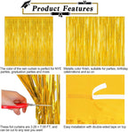 12 Pack 2025 Graduation Decorations, 3.28 FT x 7.05 FT Gold Backdrop Curtains, Metallic Class of 2025 Backdrop Fringe Curtains Foil Streamer, Gold Grad Decorations 2025 Party Supplies