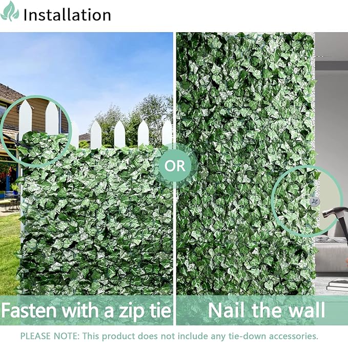 SunnyRoyal 3 Pcs 4' x 10' Artificial Fence Ivy Privacy Screen Greenery Wall with Mesh Back Ivy Leaf Fence Screen Decoration for Patio Outdoor Garden Yard Garden