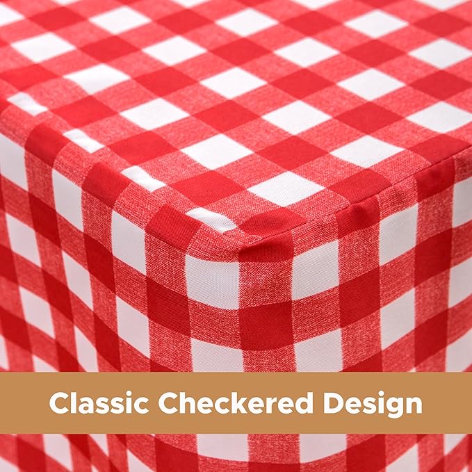 HolidayIdeas Fitted Checkered Christmas Tablecloths for 6 Foot Tables - 72 x 30 Inch - 2 Pack Rectangle Buffalo Plaid Table Cover for Parties,Trade Show (Red and White)