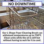 Deep Fryer Cleaning Brush – L-Shaped High-Temp Commercial Kitchen Tool - Heavy Duty Brass Bristles - Heat Resistant to 750F for Food Debris - Deep Fryer Cleaner - Made in USA by FryOilSaver Co. B53C