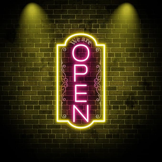 Vertical open sign Vertical Open Led Sign Neon Sign business window light vertical open signs for business (Mix color 5-24x12")