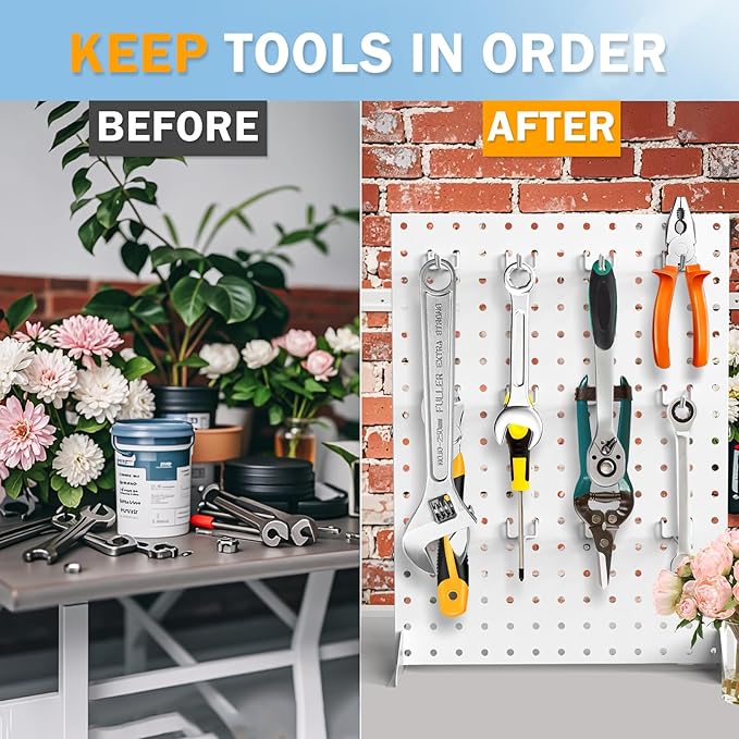 2 Pcs Metal Pegboard Display Stand with 24 Peg Hooks for Retail Crafe Shows&Fairs,White Merchandise Display Rack for Seling Accessories,Display Stands for Boutique,Stores(16*12 inch)