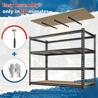 55" W Storage Shelves, 2040LBS Garage Shelving Heavy Duty, 4-Tier Storage Shelving, Adjustable Metal Shelving Unit for Garage, Warehouse, Pantry, Kitchen, 55" W × 24" D × 60" H
