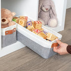 OrganiHaus Narrow Storage Bins 15x06in, Small Closet Bins for Shelves, Bathroom Storage Baskets for Shelves, Narrow Baskets, Fabric Organizer with Handles, Toilet Paper Organizer - 2 Pack, Gray