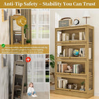 Display Cabinet with Acrylic Glass Doors,4-Tiers Curio Cabinet with LED Lighting for Collectibles, Collectibles Toy Organizers Rack & Display Shelf Display Case Storage Cabinet, Nature