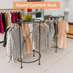 Round Garment Rack,Freestanding Clothes Hanging Rack,for Shopping Malls Retail Bedroom (Black)
