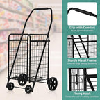YITAHOME Folding Shopping Cart with Wheels, Rolling Foldable Grocery Cart for Seniors, Portable Collapsible Utility Cart for Shopping Groceries Laundry Storage Organizer
