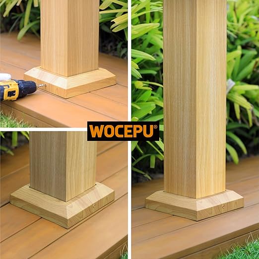 8 pcs 6"x6" (Actual: 5.5"x5.5") Aluminum Deck Post Base Cover, for Deck railings, Stairs, Patios, Porches Split Deck Post Skirt (Burlywood)