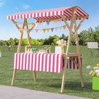 Outdoor Vendor Cart, Portable Cart with Canopy, Movable Stall Display Stand, Foldable Vending Stand Kiosk Display Trolley with Canopy, for Market, Street Food, Events(Pink 1,150cm/59in)