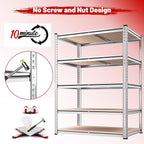 REIBII 2020LBS Garage Shelving Heavy Duty Metal Shelving 5 Tier Storage Shelves, Garage Shelves for Basement, Warehouse, Pantry, Closet, Kitchen, 72" H x 35.55" W x 16" D, Galvanized, 4 Pack
