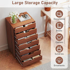 7 Drawer File Cabinet, Mobile Filing Cabinet w/Universal Wheels, Wood Printer Stand with Storage, Rolling File Cabinets for Home Office, Living Room, Bedroom (Walnut, 7 Drawers)