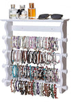 4-Tier Wall-Mounted Wooden Bracelet Holder – Elegant White Jewelry Display Rack with Top Shelf for Perfume, Sunglasses & Accessories – Hanging Organizer for Bracelets, Bangles, Watches & Necklaces