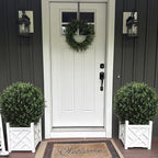 Real Touch Leaves Artificial Topiary Trees, 24" T with 17" W Faux Boxwood, Set of 2 UV Resistant Plants, Decorative Indoor Outdoor Trees with 6"x5" Pots for Home, Office, and Garden Decor