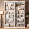 Vyre 70.8" Tall White Bookshelf, Farmhouse Modular Bookcase with 6-Tier Adjustable Shelves, Large Storage Cabinet for Home Office, Living Room, Set of 2