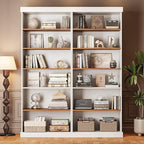 Vyre 70.8" Tall White Bookshelf, Farmhouse Modular Bookcase with 6-Tier Adjustable Shelves, Large Storage Cabinet for Home Office, Living Room