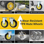 Foldable Push Cart Dolly, Heavy Duty Flat Bed Cart with Wheels & Non-Slip Mat, 360° Mute Wheels for Easy Maneuver, 660lbs, Easy to Assemble – Ideal for Household Tasks, Grocery Delivery, Yellow
