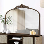 Micasso Large Bronze Vintage Mirror: 40"x 30" French Baroque Antique Mirror - Traditional Ornate Decorative Wall Mounted Arched Mirrors for Wall/Mantel/Entryway/Hallway - Home Decor for Living Room