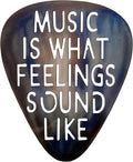 AZEZO Metal Guitar Pick Décor, 12’’x10’’ Music Wall Art, Stainless Guitar Wall Art, Featuring ‘Music Is What Feelings Sound Like’