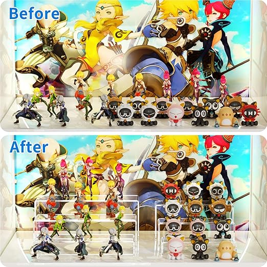 NIUBEE Acrylic Display Riser, 6 Pcs 12" Large Acrylic Risers, 2 Set Clear Rectangular Stands for Candy Dessert Cupcakes, Collectibles Display Stands Shelf for Display for Funko POP Figures