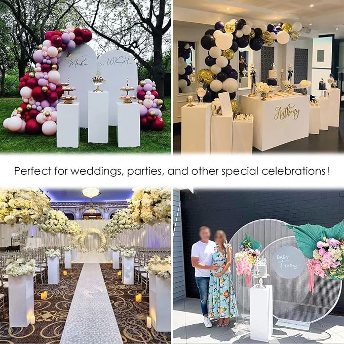 Vincidern 6pcs Square Pedestal Stands for Party, Metal Display Plinth Pillars for Wedding Ceremony Birthday Party Art Decor 31.5*11.8''(2*L), 27.6*11''(2*M), 23.6*10.2''(2*S)