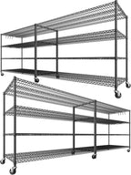 PrimeZone 60" W x 24" D x 76" H Heavy Duty Wire Storage Shelves with Wheels, 4 Tier Adjustable NSF Certified Garage Shelving Unit, Rolling Metal Organizer Shelf Rack for Warehouse, Pantry, 4 Packs