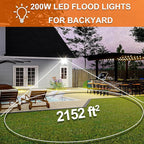XXBSAZ 2 Pack 200W LED Flood Lights Outdoor, 25,000LM Plug-in Hardwire Work Light IP66 Waterproof - 6500K Daylight Bright for Yard, Garage, Stadium