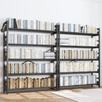 HCHQHS 5 Tier Bookshelf, Adjustable Industrial Bookcase, Vertical Tall Book Shelf, Wood and Black Metal Open Bookshelves for Home Office, Living Room, Bedroom