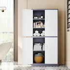 71' Metal Storage - Lockable File Cabinet with Doors & Shelves - Gray/White Steel for Garage, Home, Office