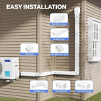 DELLA 4" 13 Ft Mini Split Line Set Cover with Flexible Duct, Decorative PVC Lineset Cover Kit, Paintable for Air Conditioner, Central AC, HAVC & Heat Pumps Systems Tubing Cover, White