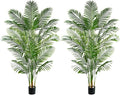 2 Pack Artificial Palm Tree 6FT Artificial Plants Indoor Tropical Fake Palm Tree Areca Floor Plant in Black Pot with 18 Trunks & Real Bark Design, Faux Palm Plant for Outdoor Patio Home Office Decor