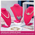 6 Pcs Necklace Display Stand Necklace Holder Jewelry Bust Display Stands for Selling Home Store Trade Shows Photography Props Retail(Rose Red,Velvet)