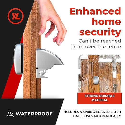 Gate Lock XLS – Secure Keyless Fence Lock and Latch with 2-Way Access – Strong Durable System for Theft Prevention and Home Security, Easy Installation on Wood or Vinyl Gates/Fences (XLS – 1-Pack)