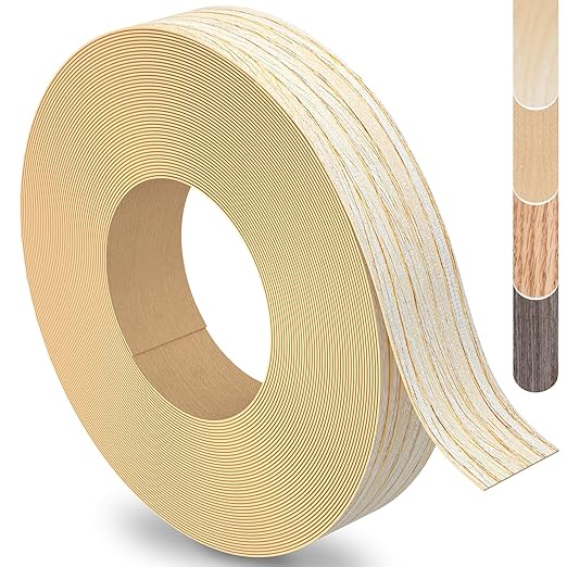 Oak Edge Banding, 1/2 inch x 500ft roll of Veneer Edge Banding, Pre-glued Flexible Real Wood Tape Banding for Cabinet Repair Furniture Restoration