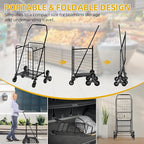 DWVO Folding Stair Climber Shopping Cart, Tri-Wheel Design & 360° Swivel Wheels, Ideal Heavy Duty Utility Cart for Shopping, Laundry, Travel & Stairs for Seniors