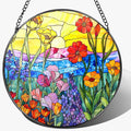 8-Inch Stained Glass Ornament, Stained Glass Window Hanging, Window Hanging Decor, Suncatcher Home Decor, Wildflowers Ornament | Mother's Day, Birthday, Christmas, Housewarming Gifts