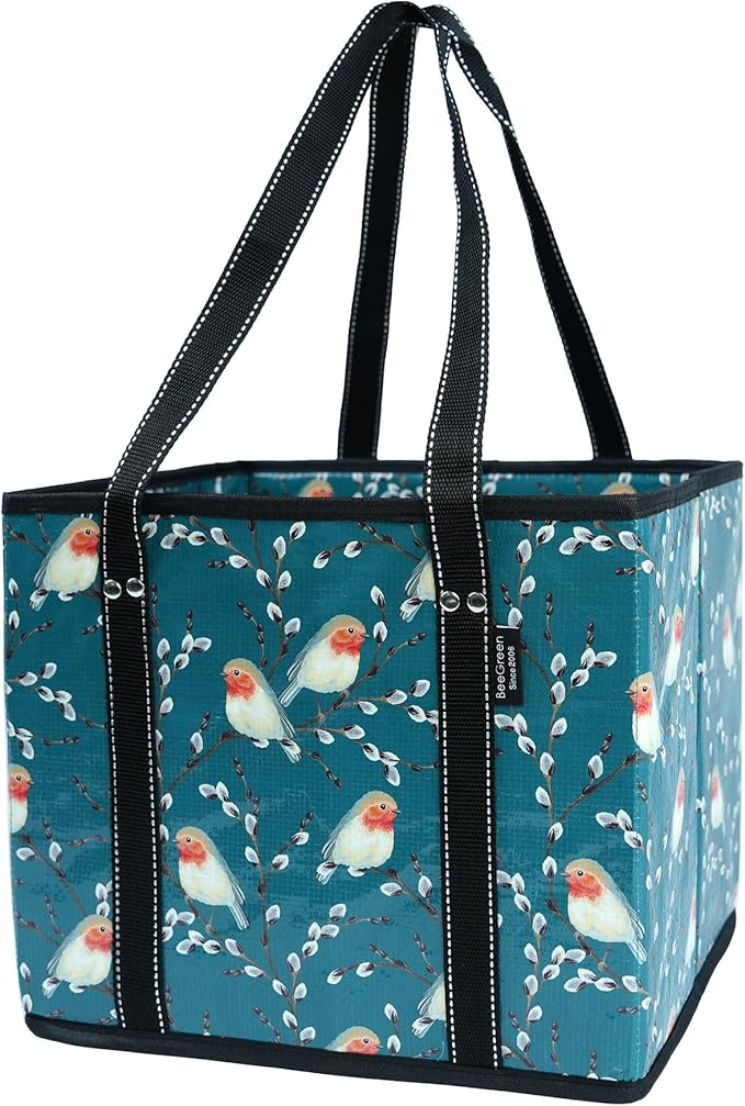 BeeGreen Large Waterproof Reusable Bags Christmas Heavy Duty Shopping Tote for Groceries Pool Gift with Webbing Handles