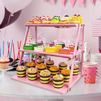 CozyNova 3 tier candy display - Snack holder with snack holder - Multi-functional counter snack and chip holder for stores - Cupcake display stand (Pink)