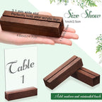 Zonon Wood Place Card Holders - Table Number Stands for Wedding Party Events (Walnut Color, 4.6 x 1.1 x 0.9 Inch)